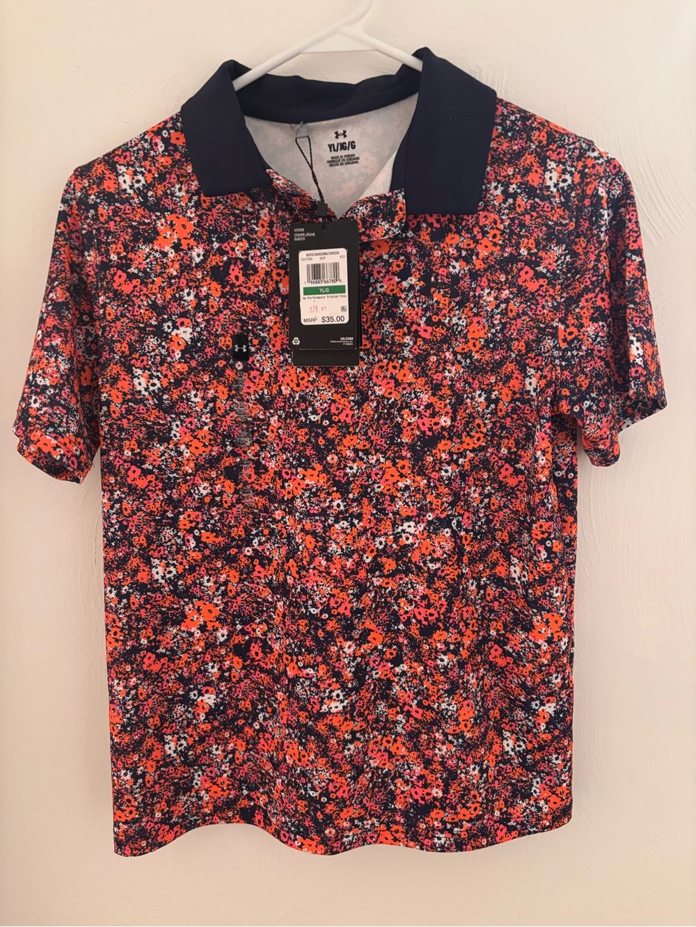 Under Armour boys Floral Polo Shirt - Navy, Red, White